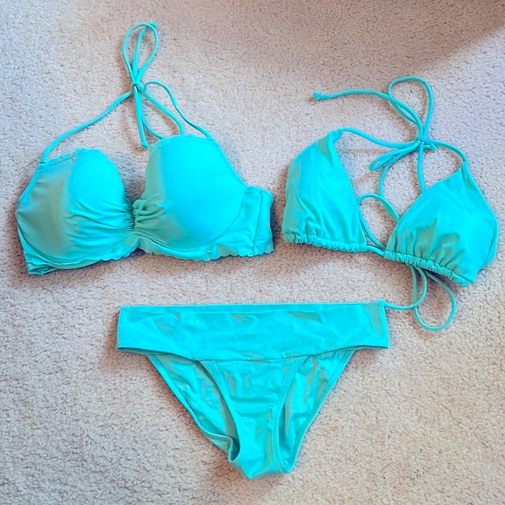 3 pieces Victoria’s Secret Teal Bikini (2 tops & 1 bottom)